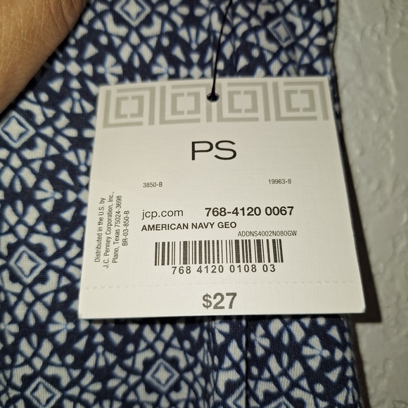 LIZ CLAIBORNE Womens Henley Tank Blue White Petite Small NWT - Picture 7 of 9